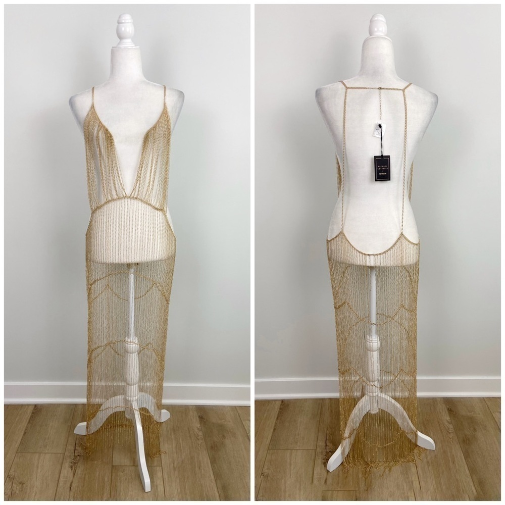 Michael Costello x REVOLVE Zayd Chain Dress in Gold - Picture 2 of 7